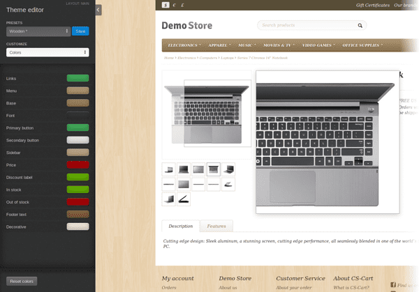 Theme editor and Image zoom Theme editor and Image zoom